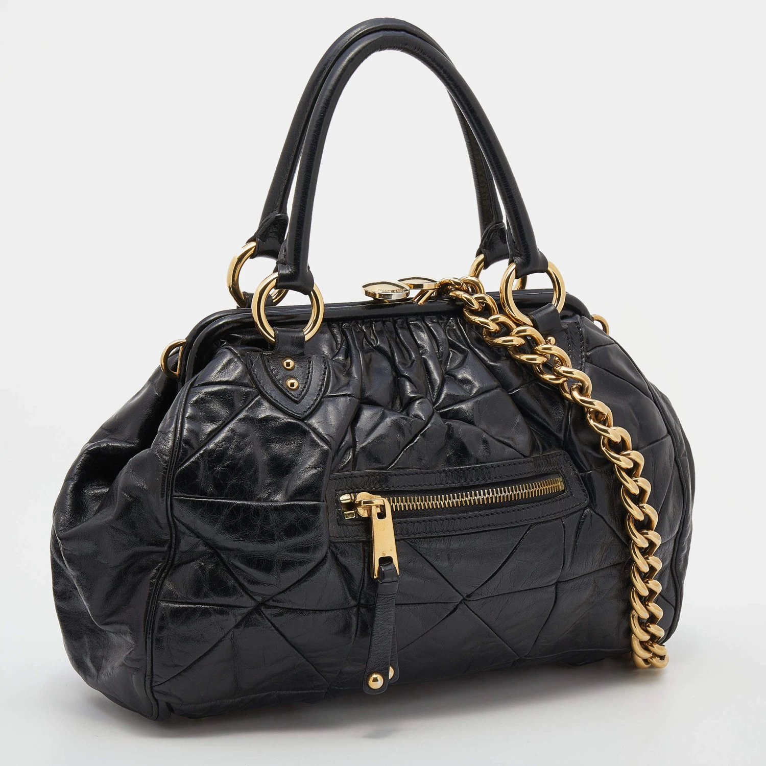 Marc Jacobs Black Quilted Leather Stam Satchel For Women 3 Marc Jacobs Black Quilted Leather Stam Satchel For Women - Image 3