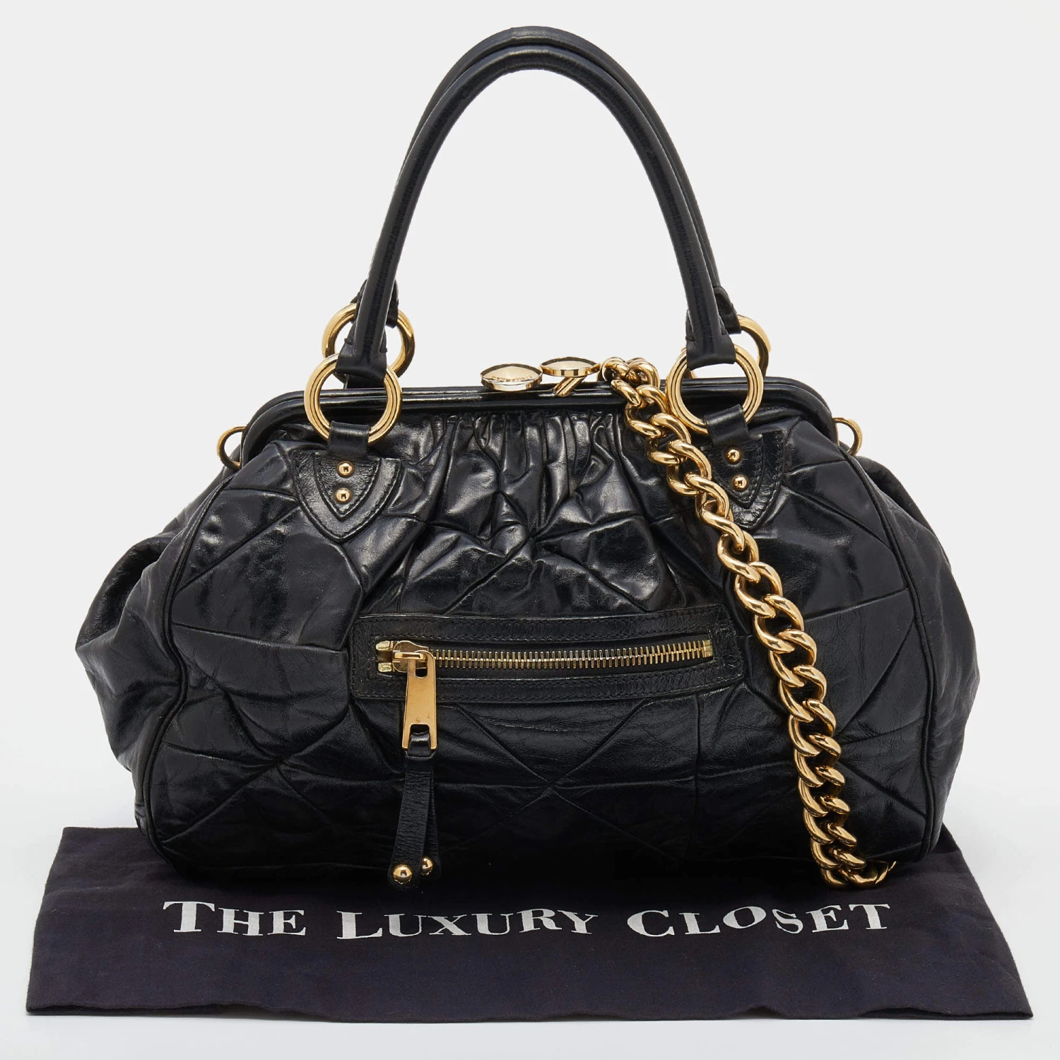 Marc Jacobs Black Quilted Leather Stam Satchel For Women 9 Marc Jacobs Black Quilted Leather Stam Satchel For Women - Image 9