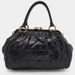 Marc Jacobs Black Quilted Leather Stam Satchel For Women 14 Marc Jacobs Black Quilted Leather Stam Satchel For Women -Cheap Marc Jacobs Store luxury women marc jacobs used handbags p641757 009