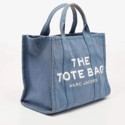 Marc Jacobs Blue Canvas The Small Traveler Tote For Women -Cheap Marc Jacobs Store luxury women marc jacobs used handbags p647273 006