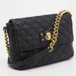 Marc Jacobs Black Quilted Leather Flap Chain Shoulder Bag For Women -Cheap Marc Jacobs Store luxury women marc jacobs used handbags p647928 002