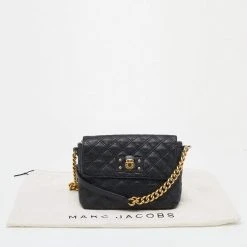 Marc Jacobs Black Quilted Leather Flap Chain Shoulder Bag For Women -Cheap Marc Jacobs Store luxury women marc jacobs used handbags p647928 010