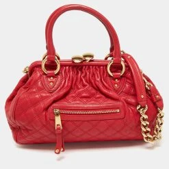 Marc Jacobs Red Leather Stam Satchel For Women