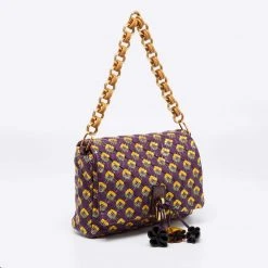Marc Jacobs Purple Printed Leather Misfit Flap Shoulder Bag For Women -Cheap Marc Jacobs Store luxury women marc jacobs used handbags p652076 008