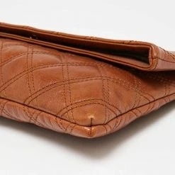 Marc Jacobs Brown Quilted Leather Large Eugenie Clutch For Women -Cheap Marc Jacobs Store luxury women marc jacobs used handbags p653405 1654606127 003