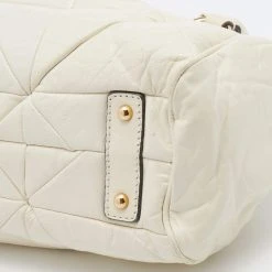 Marc Jacobs Cream Quilted Leather Stam Satchel For Women -Cheap Marc Jacobs Store luxury women marc jacobs used handbags p654361 008