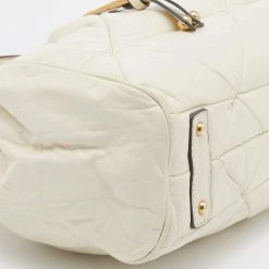 Marc Jacobs Cream Quilted Leather Stam Satchel For Women -Cheap Marc Jacobs Store luxury women marc jacobs used handbags p654361 009