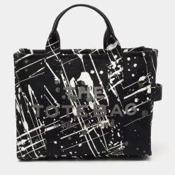 Marc Jacobs Black Canvas Splatter Paint Tote For Women