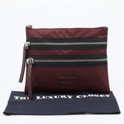 Marc Jacobs Burgundy Nylon And Leather Top Zip Clutch For Women -Cheap Marc Jacobs Store luxury women marc jacobs used handbags p658471 005