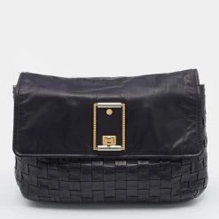 Marc Jacobs Black Woven Leather Hutton Clutch For Women
