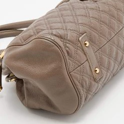 Marc Jacobs Grey Quilted Leather Stam Satchel For Women -Cheap Marc Jacobs Store luxury women marc jacobs used handbags p669476 010