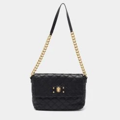 Marc Jacobs Black Quilted Leather Day To Night Single Shoulder Bag For Women