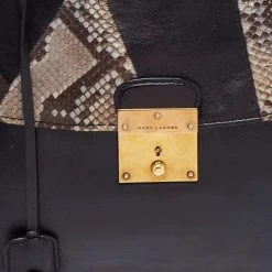 Marc Jacobs Black Suede, Python Effect And Leather Flap Top Handle Bag For Women 15 Marc Jacobs Black Suede, Python Effect And Leather Flap Top Handle Bag For Women -Cheap Marc Jacobs Store luxury women marc jacobs used handbags p676756 008