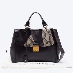 Marc Jacobs Black Suede, Python Effect And Leather Flap Top Handle Bag For Women 19 Marc Jacobs Black Suede, Python Effect And Leather Flap Top Handle Bag For Women -Cheap Marc Jacobs Store luxury women marc jacobs used handbags p676756 009