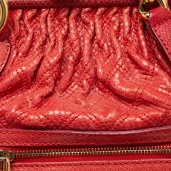Marc Jacobs Red Snake Skin Embossed Leather Stam Satchel For Women -Cheap Marc Jacobs Store luxury women marc jacobs used handbags p685130 007