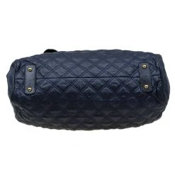 Marc Jacobs Dark Blue Quilted Coated Canvas Stam Satchel For Women -Cheap Marc Jacobs Store luxury women marc jacobs used handbags p76893 0005