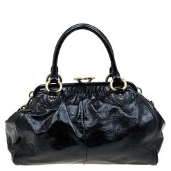 Marc Jacobs Black Patent Leather Stam Satchel For Women -Cheap Marc Jacobs Store luxury women marc jacobs used handbags p79553 0004