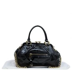 Marc Jacobs Black Patent Leather Stam Satchel For Women -Cheap Marc Jacobs Store luxury women marc jacobs used handbags p79553 0009