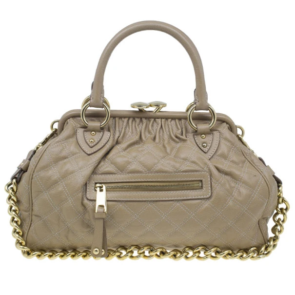 Marc Jacobs Beige Quilted Leather Stam Bag For Women 1 Marc Jacobs Beige Quilted Leather Stam Bag For Women