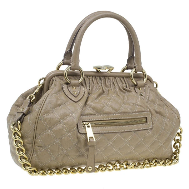 Marc Jacobs Beige Quilted Leather Stam Bag For Women 3 Marc Jacobs Beige Quilted Leather Stam Bag For Women - Image 3