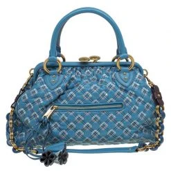 Marc Jacobs Blue Quilted Leather Robert Leslie Stam Satchel For Women