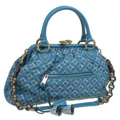Marc Jacobs Blue Quilted Leather Robert Leslie Stam Satchel For Women -Cheap Marc Jacobs Store luxury women marc jacobs used handbags p82967 003