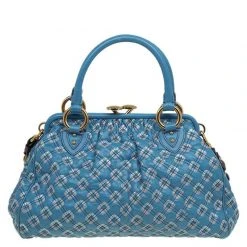Marc Jacobs Blue Quilted Leather Robert Leslie Stam Satchel For Women -Cheap Marc Jacobs Store luxury women marc jacobs used handbags p82967 004