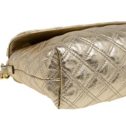 Marc Jacobs Gold Quilted Leather Large Bow Shoulder Bag For Women -Cheap Marc Jacobs Store luxury women marc jacobs used handbags p83145 008