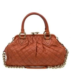 Marc Jacobs Orange Quilted Leather Stam Shoulder Bag For Women