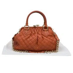 Marc Jacobs Orange Quilted Leather Stam Shoulder Bag For Women -Cheap Marc Jacobs Store luxury women marc jacobs used handbags p86478 0009