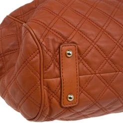 Marc Jacobs Orange Quilted Leather Stam Shoulder Bag For Women -Cheap Marc Jacobs Store luxury women marc jacobs used handbags p86478 0010