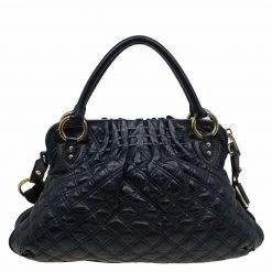 Marc Jacobs Black Quilted Leather Cecilia Satchel For Women -Cheap Marc Jacobs Store luxury women marc jacobs used handbags p90683 0004