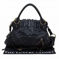 Marc Jacobs Black Quilted Leather Cecilia Satchel For Women -Cheap Marc Jacobs Store luxury women marc jacobs used handbags p90683 0008