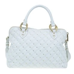 Marc Jacobs White Leather Large Rio Stardust Studded Satchel For Women -Cheap Marc Jacobs Store luxury women marc jacobs used handbags p9369 004