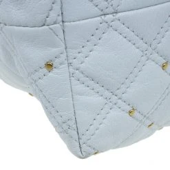 Marc Jacobs White Leather Large Rio Stardust Studded Satchel For Women -Cheap Marc Jacobs Store luxury women marc jacobs used handbags p9369 006