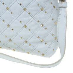 Marc Jacobs White Leather Large Rio Stardust Studded Satchel For Women -Cheap Marc Jacobs Store luxury women marc jacobs used handbags p9369 014