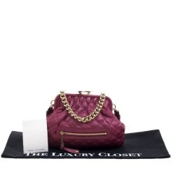Marc Jacobs Burgundy Leather Mini Stam Shoulder Bag For Women -Cheap Marc Jacobs Store luxury women marc jacobs used handbags p98092 009