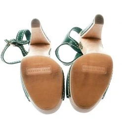 Marc Jacobs Green Leather Buckle Detail Ankle Strap Wooden Platform Sandals Size 36 For Women -Cheap Marc Jacobs Store luxury women marc jacobs used shoes p172455 001