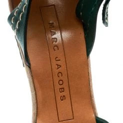 Marc Jacobs Green Leather Buckle Detail Ankle Strap Wooden Platform Sandals Size 36 For Women -Cheap Marc Jacobs Store luxury women marc jacobs used shoes p172455 002