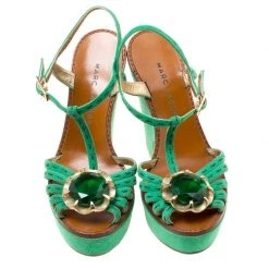 Marc Jacobs Green Suede Crystal Flower Embellished Ankle Strap Platform Sandals Size 36 For Women 10 Marc Jacobs Green Suede Crystal Flower Embellished Ankle Strap Platform Sandals Size 36 For Women -Cheap Marc Jacobs Store luxury women marc jacobs used shoes p174390 003