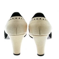 Marc Jacobs Black/White Leather Brogue Bow Detail Pumps Size 39 For Women -Cheap Marc Jacobs Store luxury women marc jacobs used shoes p179575 005