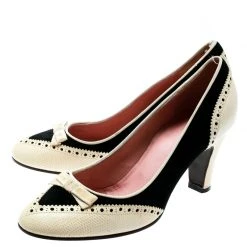 Marc Jacobs Black/White Leather Brogue Bow Detail Pumps Size 39 For Women -Cheap Marc Jacobs Store luxury women marc jacobs used shoes p179575 007