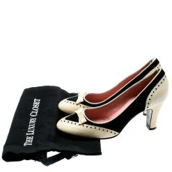 Marc Jacobs Black/White Leather Brogue Bow Detail Pumps Size 39 For Women -Cheap Marc Jacobs Store luxury women marc jacobs used shoes p179575 008