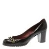 Marc Jacobs Black Patent Leather Block Heel Pumps Size 39.5 For Women