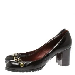 Marc Jacobs Black Patent Leather Block Heel Pumps Size 39.5 For Women -Cheap Marc Jacobs Store luxury women marc jacobs used shoes p184922 007