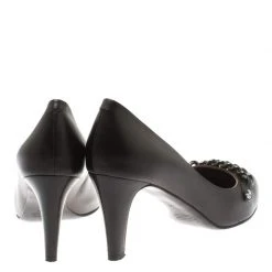 Marc Jacobs Black Leather Chain Detail Pumps Size 40 For Women -Cheap Marc Jacobs Store luxury women marc jacobs used shoes p185326 002