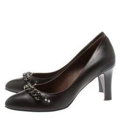 Marc Jacobs Black Leather Chain Detail Pumps Size 40 For Women -Cheap Marc Jacobs Store luxury women marc jacobs used shoes p185326 007