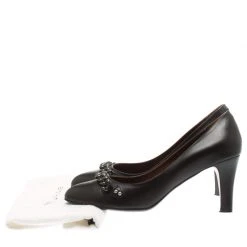 Marc Jacobs Black Leather Chain Detail Pumps Size 40 For Women -Cheap Marc Jacobs Store luxury women marc jacobs used shoes p185326 008
