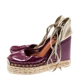 Marc Jacobs Burgundy Patent Leather Wedge Espadrille Platform Sandals Size 38 For Women -Cheap Marc Jacobs Store luxury women marc jacobs used shoes p193394 007