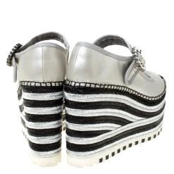 Marc Jacobs Metallic Silver Crystal Embellished Leather Suzi Mary Jane Espadrille Platforms Size 38 For Women -Cheap Marc Jacobs Store luxury women marc jacobs used shoes p225458 003